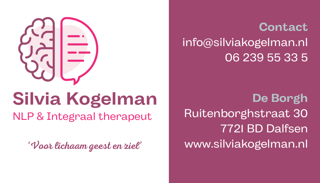 Visitekaartje van Silvia kogelman, NLP & integraal therapeut